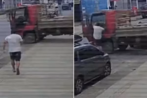 Homem pula em carreta desgovernada e consegue parar veículo em movimento; veja vídeo