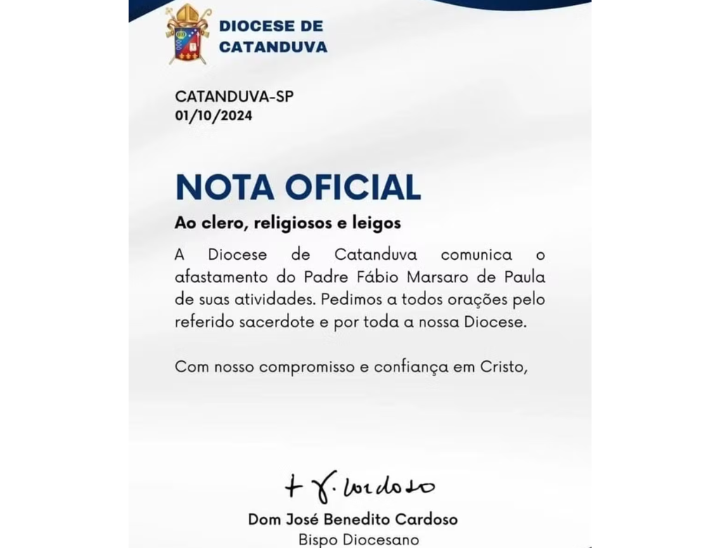 Padre é afastado de Paróquia (Foto Reprodução Redes Sociais)