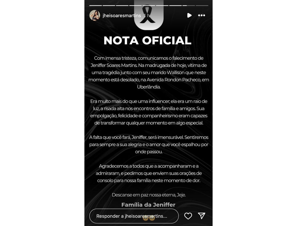 Nota De Falecimento (foto Reprodução Redes Sociais)