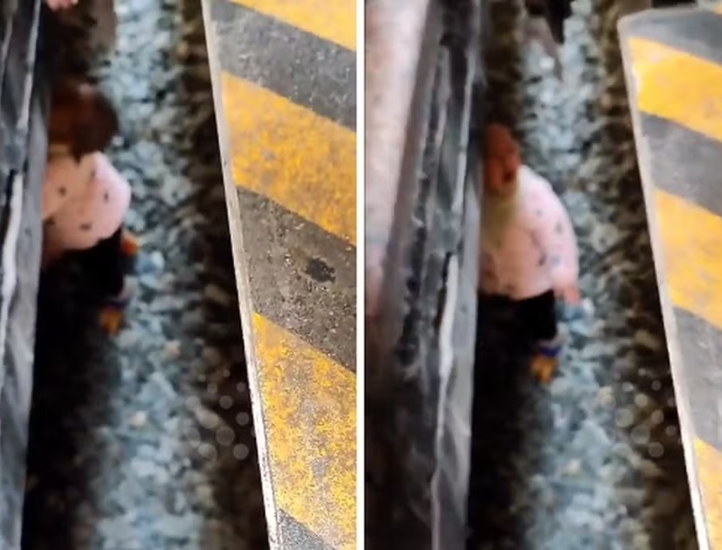 Bebê de um ano cai no vão entre trem e plataforma (Foto Reprodução Redes Sociais)