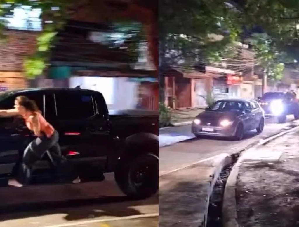 Mulher Pendurada Em Carro (foto Reprodução Redes Sociais)