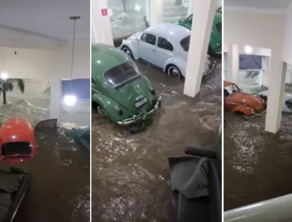 Chuva Em Sp Destrói Coleção De Fuscas (foto Reprodução Redes Sociais)
