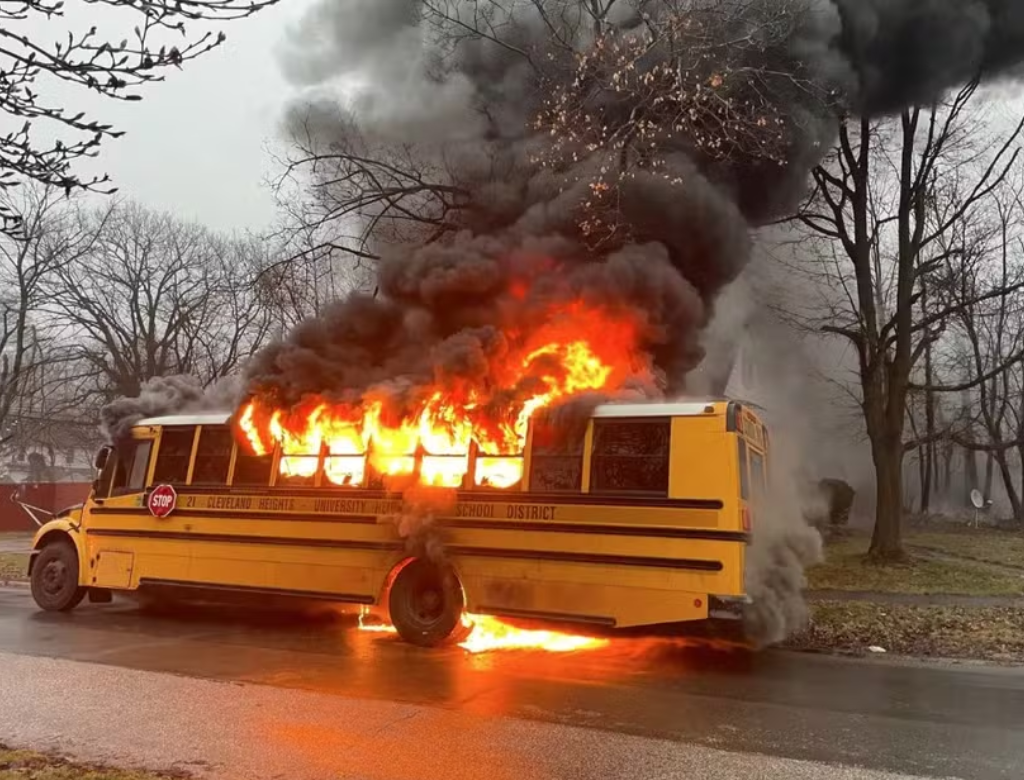 Motorista salva 15 crianças de incêndio em ônibus escolar (Foto Reprodução Redes Sociais)