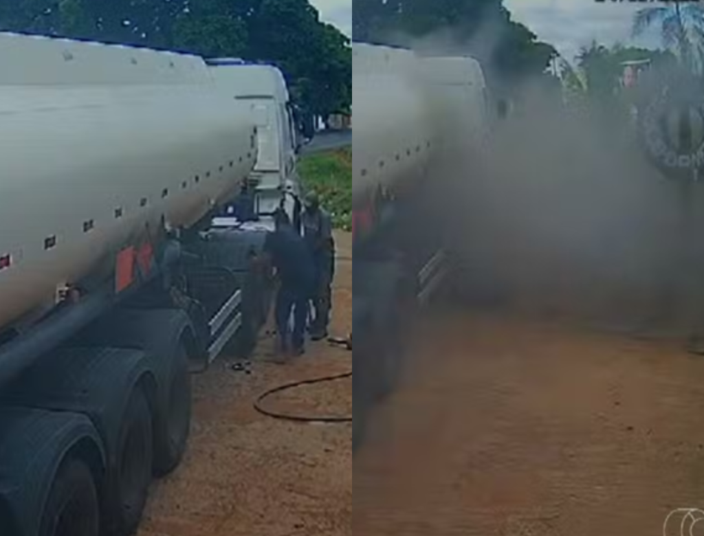 Borracheiro é Arremessado Após Pneu De Carreta Explodir (foto Reprodução Redes Sociais)