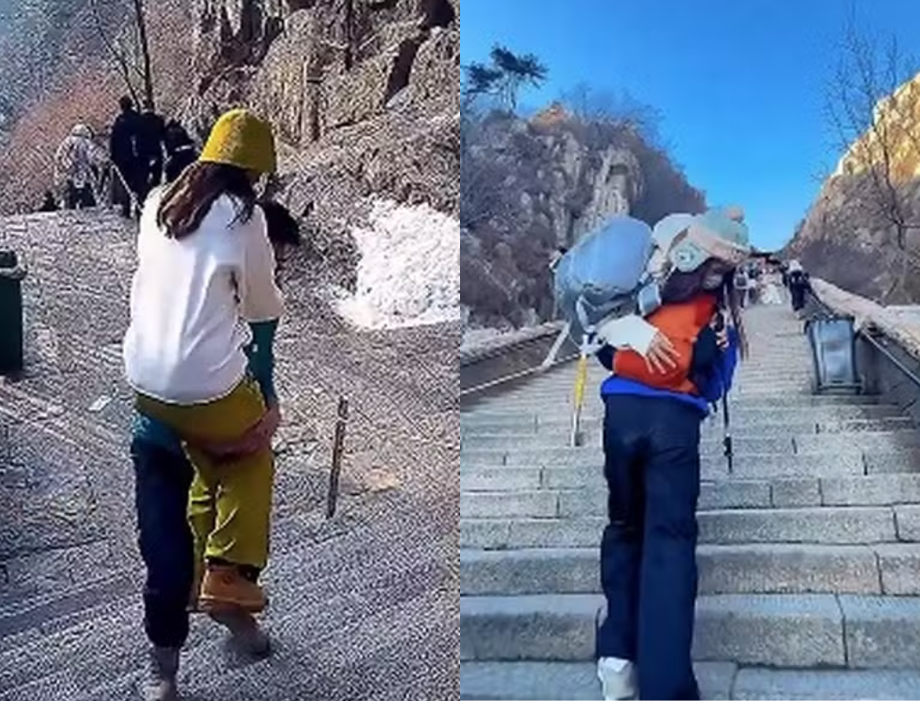 Chinês Cobra Valor Astronômico Para Carregar Turistas Em Escadaria (foto Reprodução Redes Sociais)