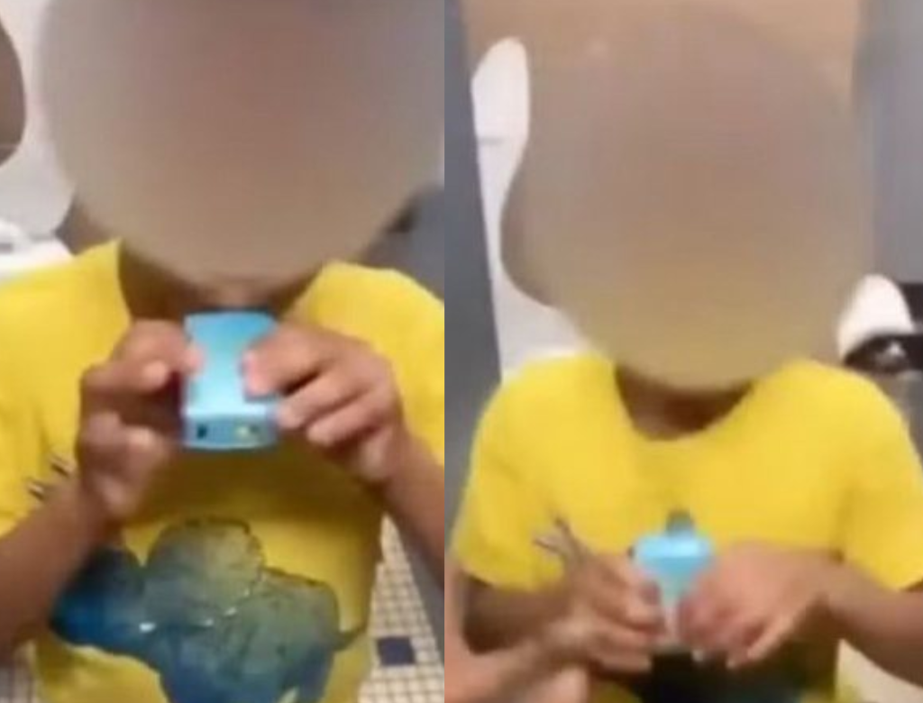 Criança é Forçada Por Alunos Mais Velhos A Usar Cigarro Eletrônico (foto Reprodução Redes Sociais)