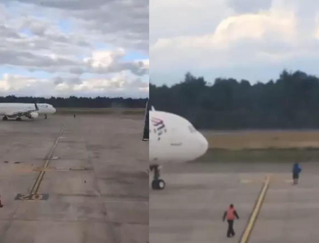 Homem tenta impedir decolagem de avião após perder voo (Foto Reprodução Redes Sociais)