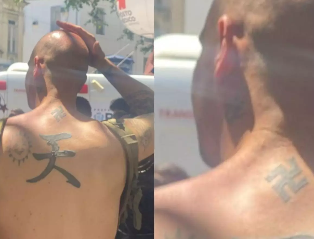 Estrangeiro Com Tatuagem De Suástica é Agredido (foto Reprodução Redes Sociais)