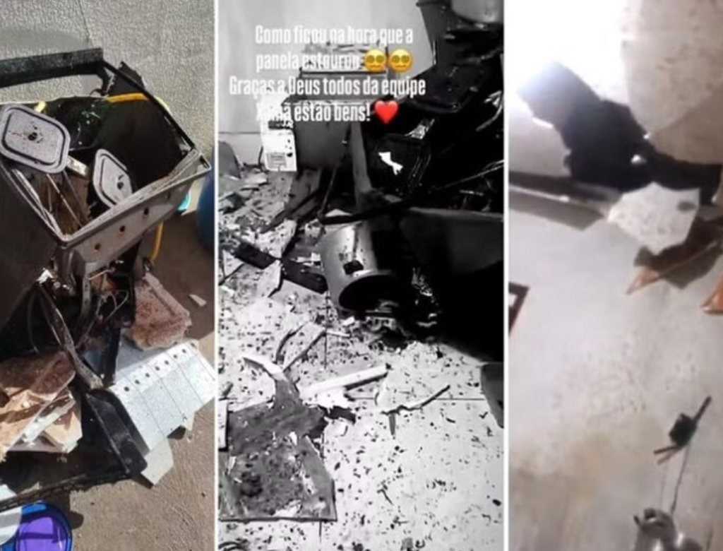 Panela de pressão explode e destrói cozinha de pizzaria (Foto Reprodução Redes Sociais)