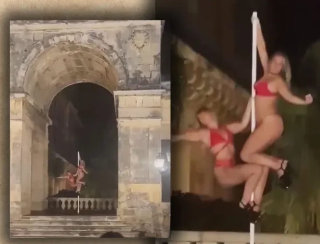 Mulheres fazem pole dance em monumento histórico na Grécia (Foto Reprodução Redes Sociais)