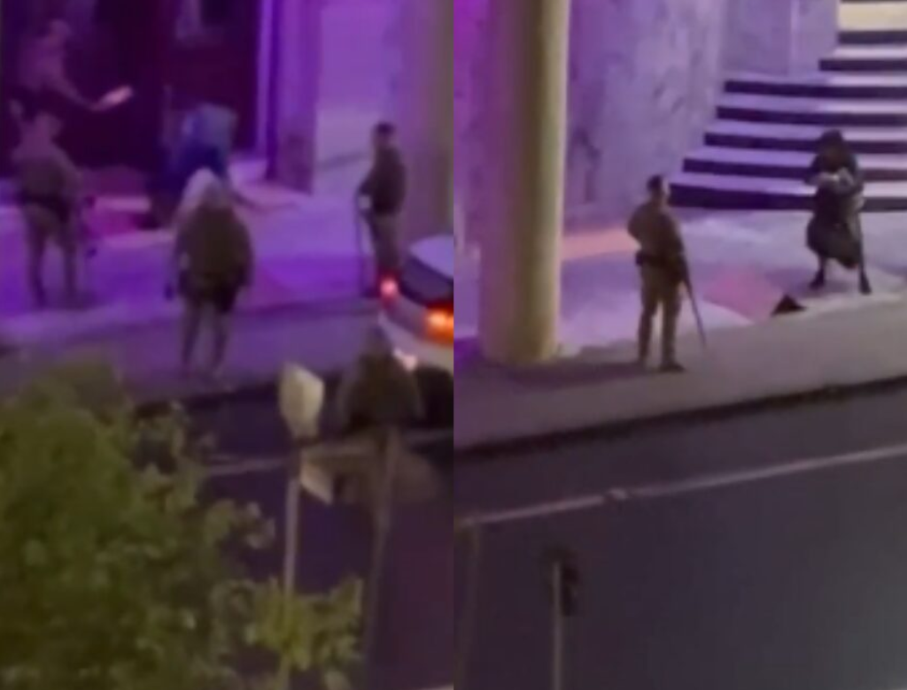 Policiais são flagrados agredindo homens em situação de rua (Foto Reprodução Redes Sociais)