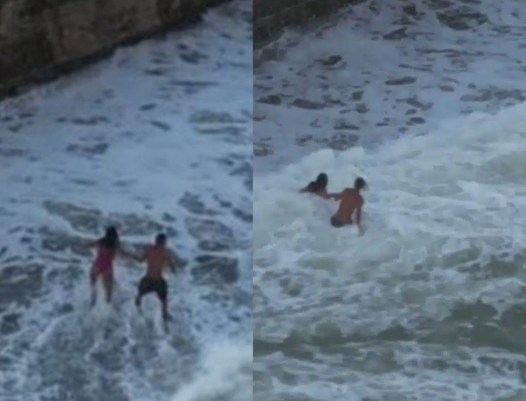 Drone Flagra Resgate Dramático De Dois Jovens Na Praia (foto Reprodução Redes Sociais)