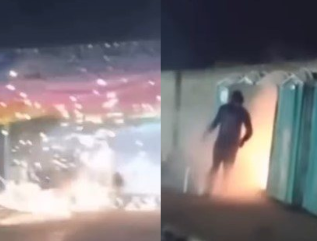 Homem Escapa De Acidente Após Espada Junina Atingir Banheiro Químico (foto Reprodução Redes Sociais)