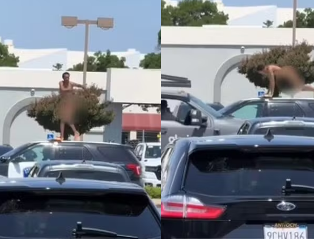 Homem Nu Sobe No Teto De Viatura Policial E Simula Cena De Sexo (foto Reprodução Redes Sociais)